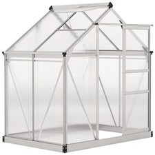Outsunny 6x4ft Walk-In Polycarbonate Greenhouse Plant Grow Galvanied Aluminium