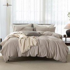 Cooling King Duvet Cover Set 3 King 104" x 90" Beige Grey No Comforter 