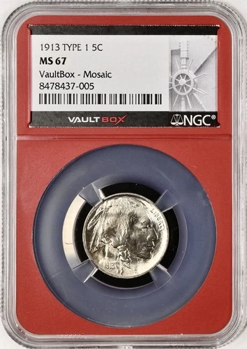 1913 BUFFALO NICKEL TYPE 1 NGC MS67 VAULTBOX MOSAIC