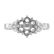 Semi Mount Ring Round 3MM Cluster Women Wedding Ring 925 Sterling Silver