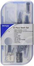 10 PCS Math Set Students Includes 2 Compasses Protractor Ruler Back School