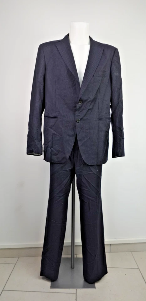 Burberry Costume 2 Pièces Homme Taille 54 Bleu À Rayures Laine Italie - Photo 1/4