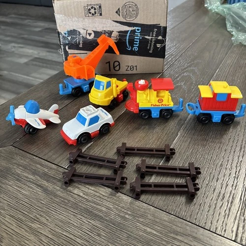 Vintage 1992 Fisher Price Lot of 6 Flip Track Replacement Vehicles & Track