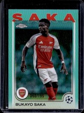 2024-25 Topps Chrome UEFA Bukayo Saka Aqua Refractor #/199 Arsenal
