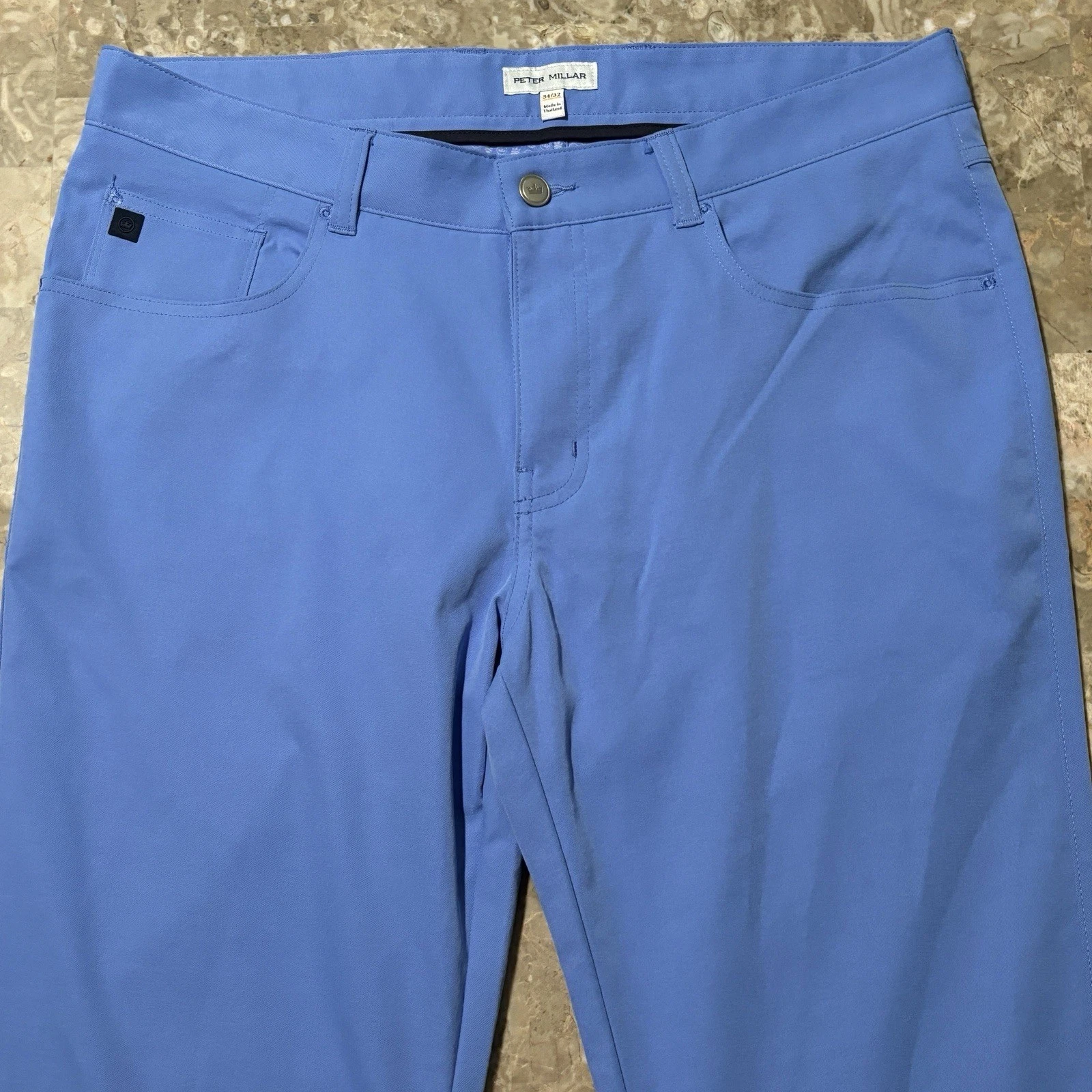 Peter Millar Pants Mens 34x32 (Fits 36x32) EB66 Blue Five Pocket Chino Golf