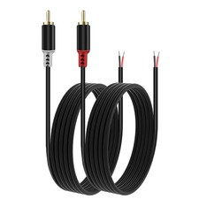 RCA to Speaker Wire Adapter, 2 Bare Wire Cables to RCA Plug Adapter - 20AWG, 6.6