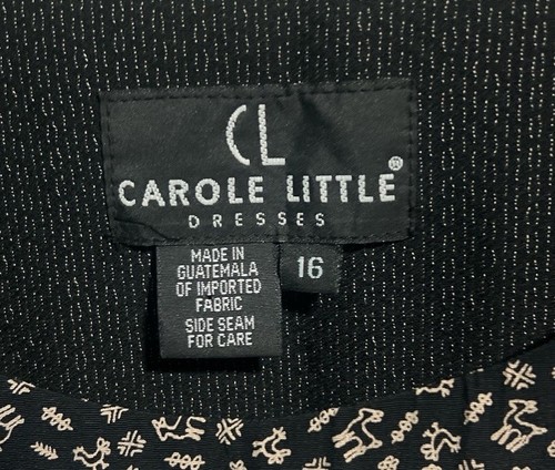 Carole Little Maxi Dress 16 Black Brown Floral Layered Sleeveless Career New - Picture 3 of 3