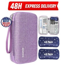 Insulin Cooler Travel Case 2x150g Ice Packs TSA Approved Purple
