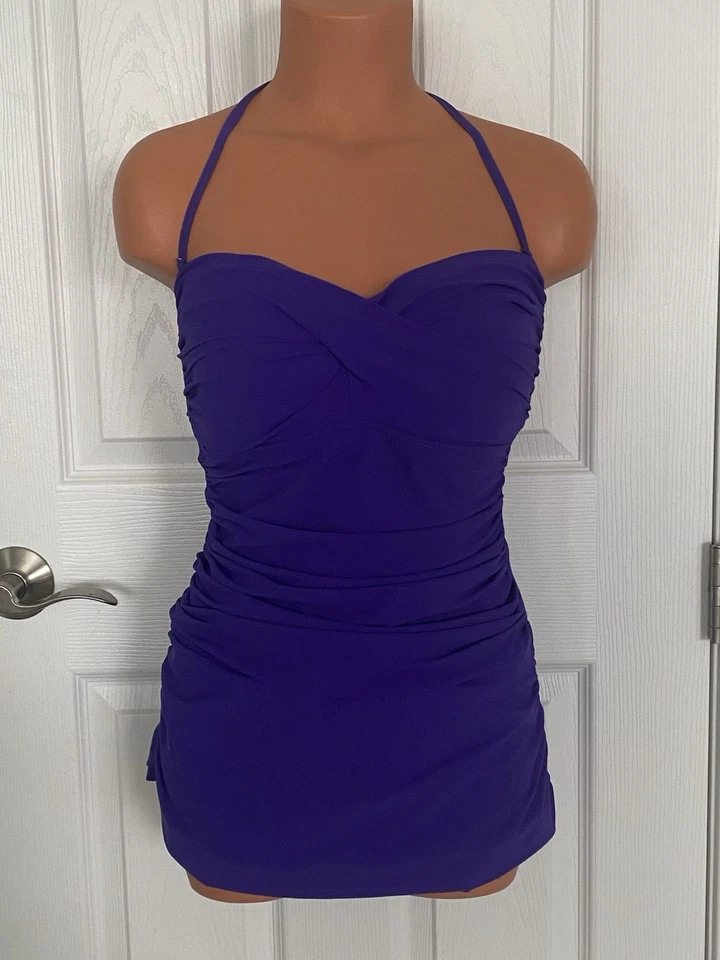 Vestido de baño Profile By Gottex talla 10 púrpura Tutti Frutti Bandeau Foto 4 de 4