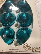 Visions By Holly 6 Vintage Glass Christmas Ornaments In Blue Details In Pics