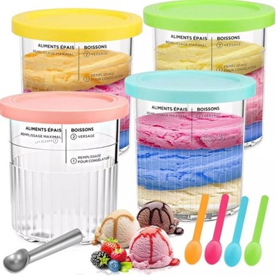 4 Stück Behälter für Ninja Creami Deluxe Pints Eisbehälter Becher Tubs Zubehör