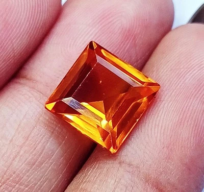 Natürlich Orange Saphir 8 Zu 10 Karat Quadrat Form Lose Edelsteine Zertifiziert - Bild 1 von 4