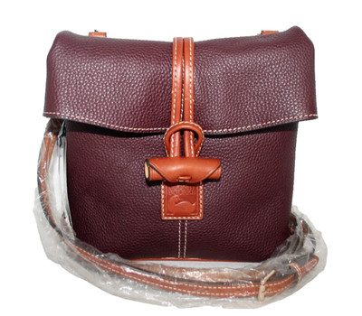 DOONEY & BOURKE Toggle Crossbody Bag Purple Plum Red Pebble Grain Leather