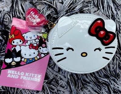 Hello Kitty Geldbörse Gesichtsform weiß PVC Sanrio brandneu mit Etikett süß 