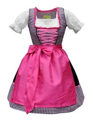 Dirndl Pink Trachtenkleid Minidirndl mit Bluse 3 tlg. Pink Schwarz  - - Bild 1 von 4