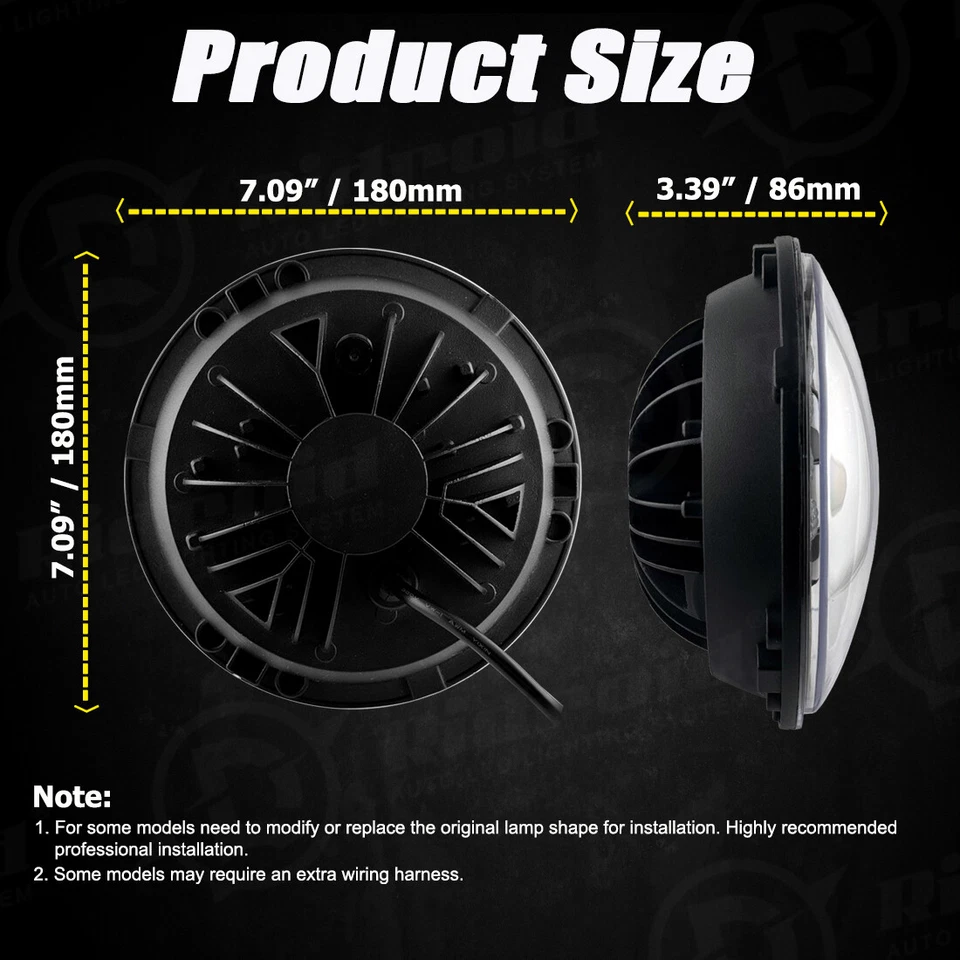 7-дюймовая светодиодная фара + проходные фары для Harley-Davidson Heritage Softail Classic - Изображение 2 из 4