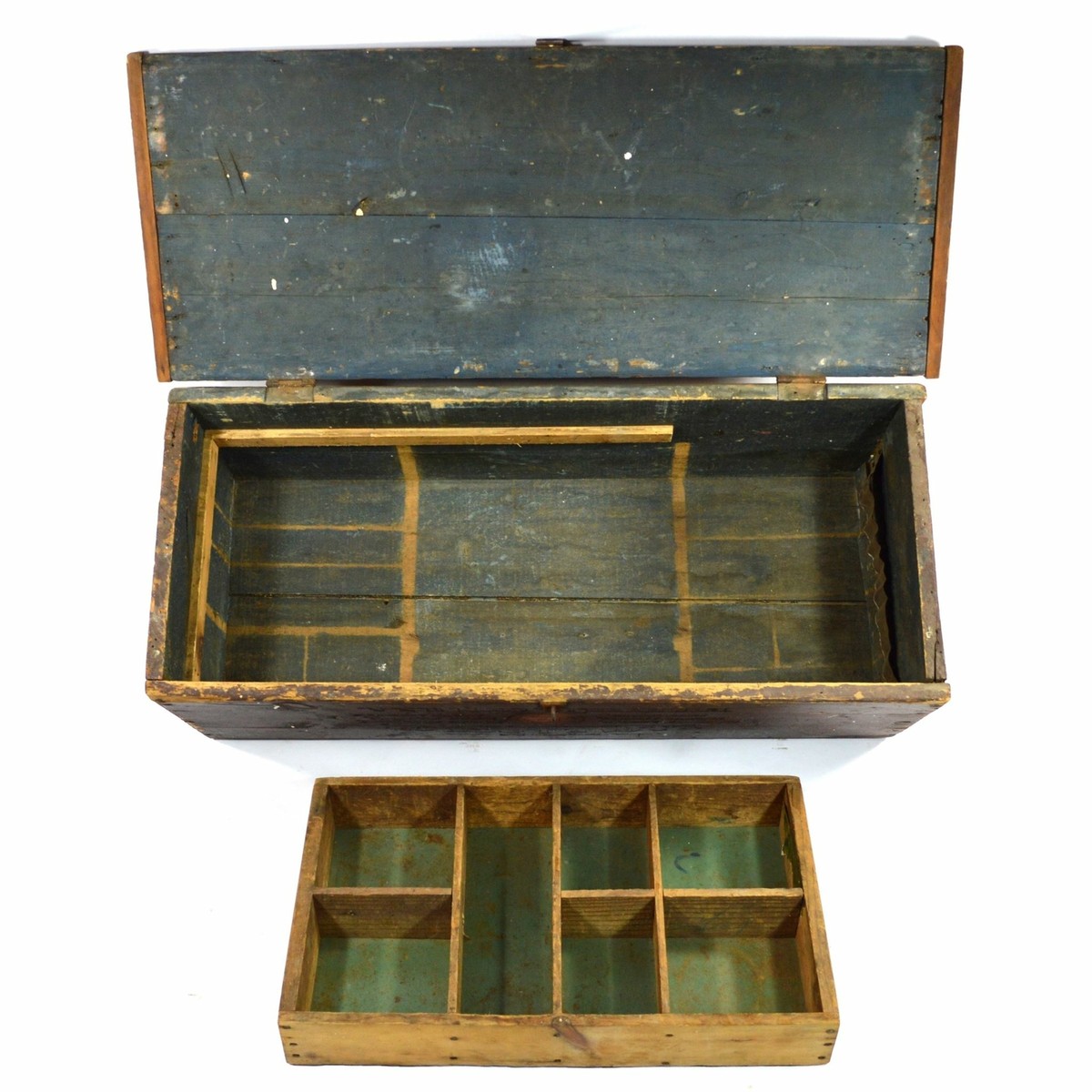 Antique EAGLE LOCK CO SALESMAN CHEST Wood Box + GRANGER TOBACCO