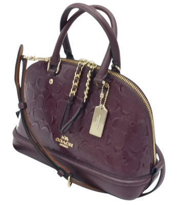 Coach Sierra Medium Oxblood Purple Signature C Patent Leather