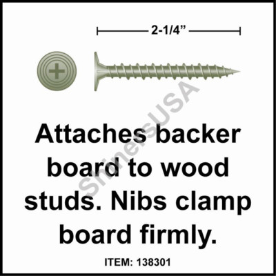 (2500) Cement Board Screw 8-15 x 2-1/4  Phillips Wafer Head w/Nibs #138301