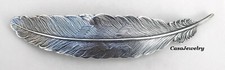 2175BAR ANTIQUED STERLING SILVER PLATED FEATHER W/80MM BARRETTE CLIP
