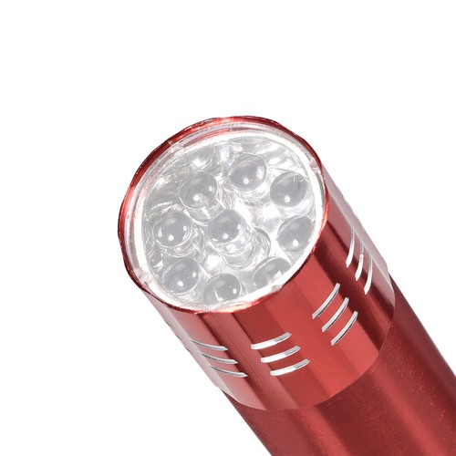 UV Mini 9 LED Aluminium Lampe de poche Noir Lampe AAA Batterie Pas Inclus Rouge - Imagen 4 de 5