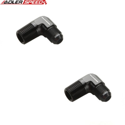 2PCS Aluminum -10AN AN10 Male To 1/2'' NPT 90 Degree Elbow Fitting Adapter Black