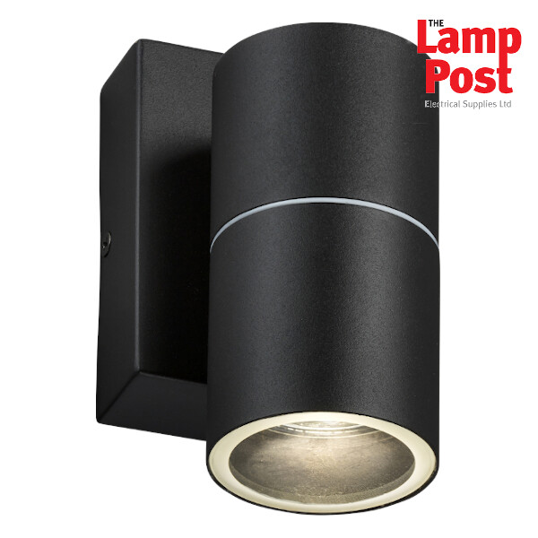 ML OWALL1BKP 230V IP54 GU10 Fixed Single Wall Light with Photocell Sensor Black