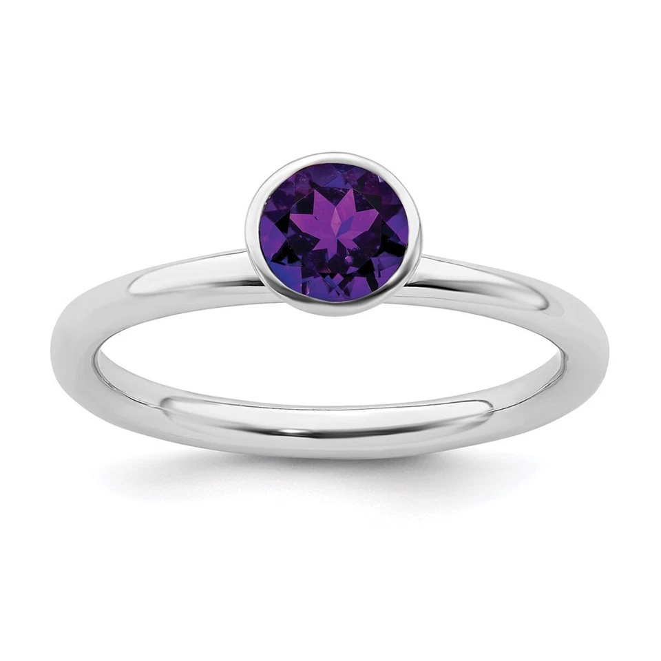 Sterling Silver Stackable Expressions High 5mm February Swarovski Ring