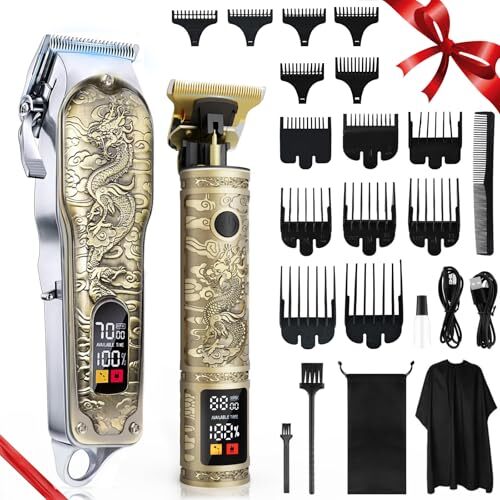 Professional Hair Clippers and Trimmers Set for Men, Cordless Rechargeable 
