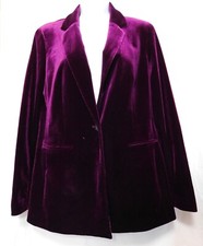 Purple Velvet 1-Button Blazer Womens 4 Lined Faux Pockets Nine West Small Flaw