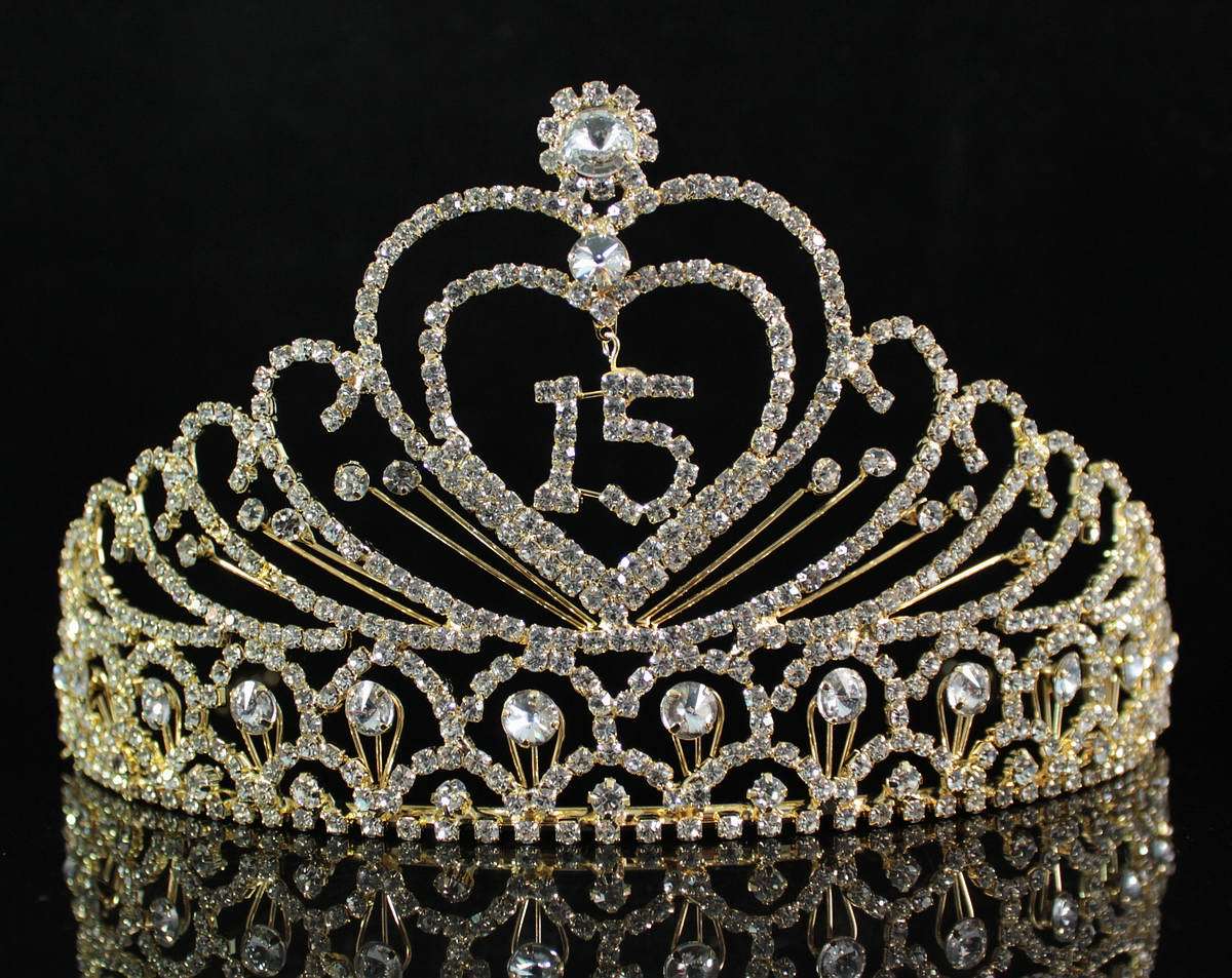 QUINCEANERA 15 FIFTHTEEN BIRTHDAY RHIESTONE TIARA CROWN W  display picture 3