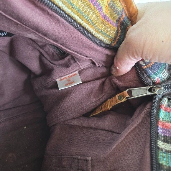 Bolso de Mano Vintage Addiction Patchwork Cuero Monedero Boho Hecho en Nepal Difícil de Encontrar Foto 4 de 4