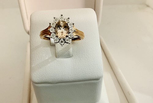 10k Rose Gold ,Morganite ,diamonds ballerina gemstone ring size7 - Picture 3 of 9