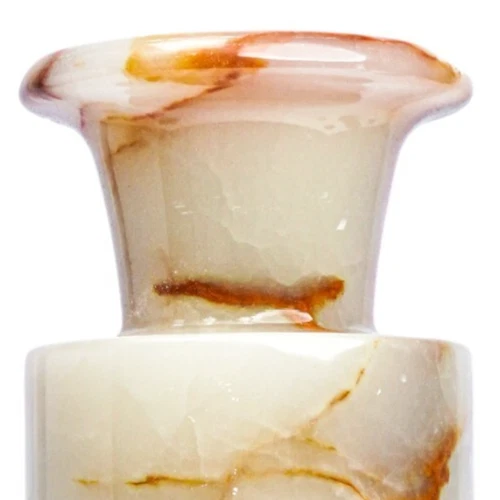 Handmade Antique Flower Vase White Onyx Brown Tone,Height:12", Diameter: 4"- 1pc - Image 4 of 4