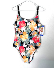 Hurley Womens 1 Piece Swimsuit NWT, Sz L, Adjustable Straps, Fancy Back, Beach