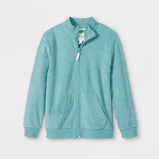 Boys' Loop Terry Full Zip Mock Neck Sweatshirt - Cat  Jack, Aqua Green