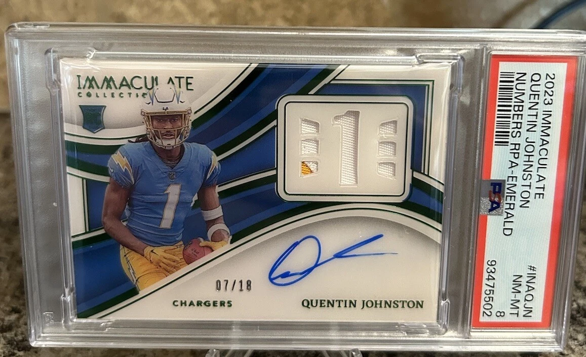 Quentin Johnston Panini Immaculate Collection Immaculate Numbers Rookie Patch Autographs #INAQJN Emerald
