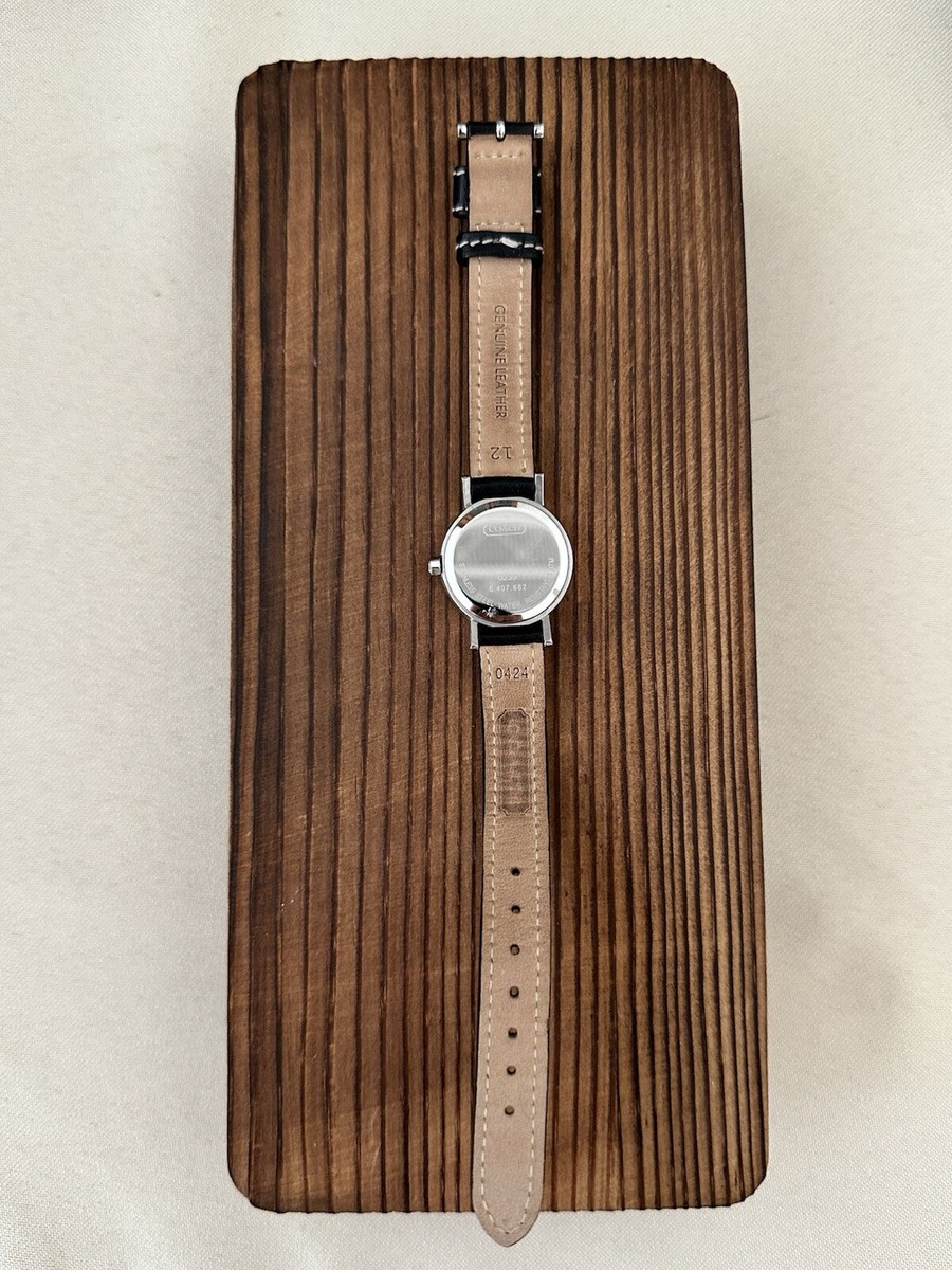 Coach Silver Watch Black Leather Band Women display picture 1