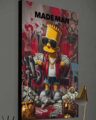 Die Simpsons Leinwandbild Bart Simpson Wandbild Pop Art XXL NEU Cool Geld