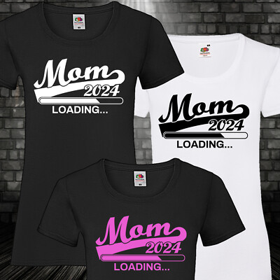 Mom 2024 Loading T-Shirt Funshirt Mum Mama Familie Shirt Baby XS-5XL