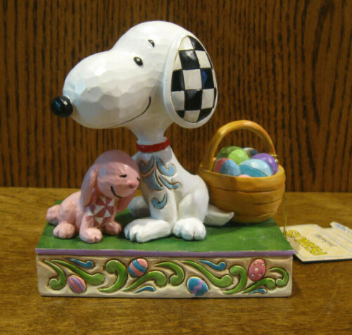 Jim Shore PEANUTS #6007938  SNOOPY w/ BASKET & RABBIT, NEW/Box, 4.75" - Picture 1 of 2