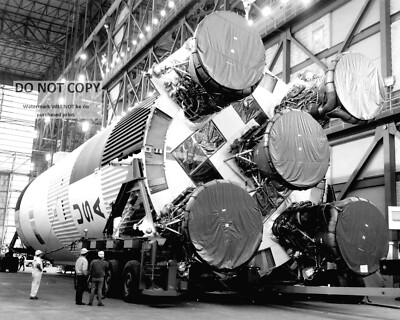 S-1C BOOSTER FOR APOLLO 11 SATURN V IN VAB - 8X10 NASA PHOTO (EP-338)
