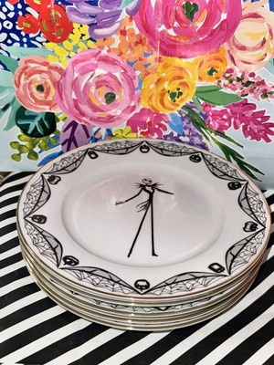NEW DISNEY Set Of 5 Nightmare Before Christmas 8in Salad Plates Jack Skellington