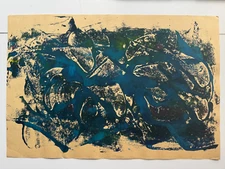 Colorful Vintage Abstract Gouache Painting 1990's Outsider Art OOAK 17x12