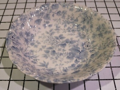 Nikko Blossom Time Tea Rose Soup Cereal Bowl Blue White Chintz Floral