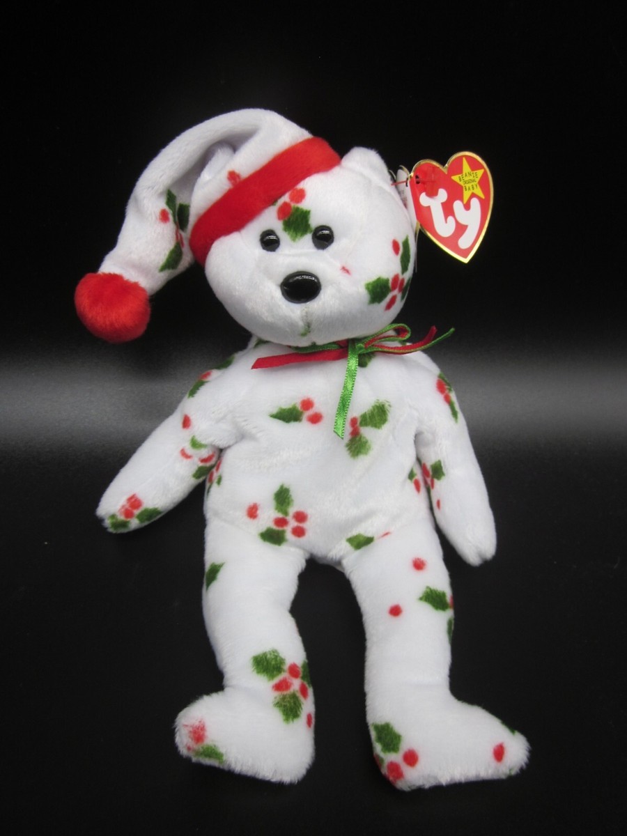 TY Beanie Babies 1998 Holiday Teddy White DOB December 25, 1998