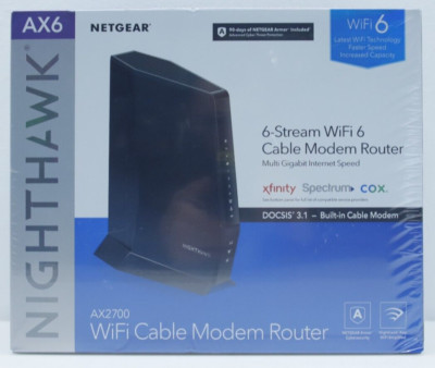 NETGEAR - Nighthawk AX2700 Router with 32 x 8 DOCSIS 3.1 Cable Modem - Black New