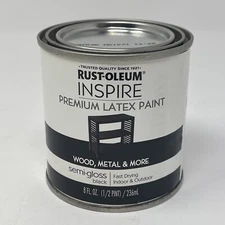 Rust-Oleum Inspire 297036 Premium Latex Paint, Semi-Gloss, Black 8 oz SHIPS FAST