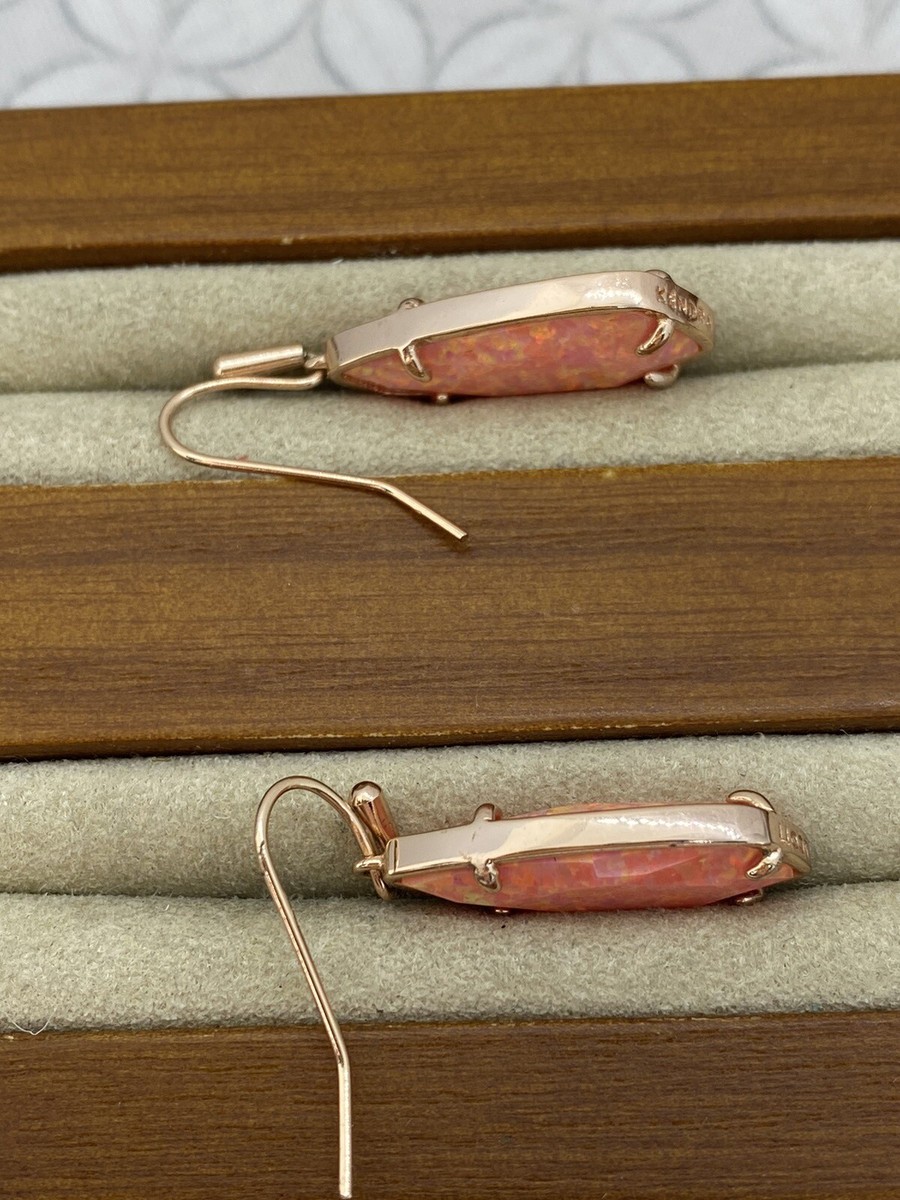 Kendra Scott Camelia Earrings Rose gold tone Coral Orange Kyocera