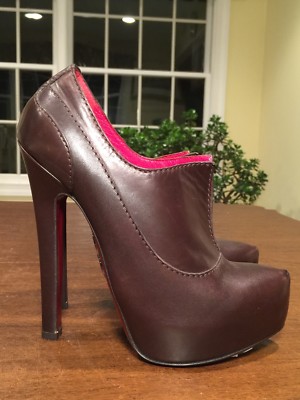 New w/ Tags $900 BRIONI Sz 37 US 6.5 Brown Leather Ankle Boots High Heel Booties